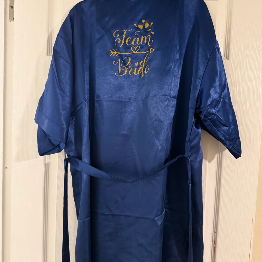 Blue Satin 'Team Bride' Robe